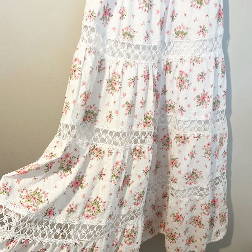 Altar’d State Graciela Floral Bohemian Lace Ruffle Maxi Dress women size XS - Picture 8 of 10